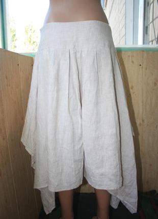 Стильная льняная миди юбка 100% лён с вышивкой маки в стиле бохо этно слобожанка украина5 фото