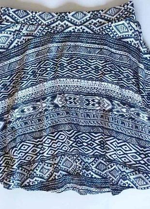 Юбка terranova италия хлопок летняя черно-белая клеш xs2 фото
