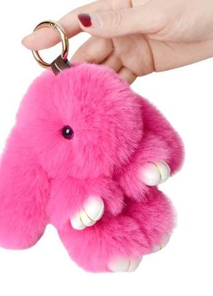 Брелок кролик fluffy rabbit рожевий 15cm