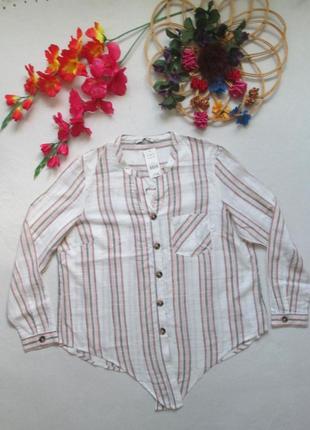 Шикарная натуральная трендовая рубашка в полоску с актуальными пуговицами george2 фото
