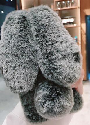 Чехол кролик плюшевый с ушками для xiaomi poco m5 / grey2 фото