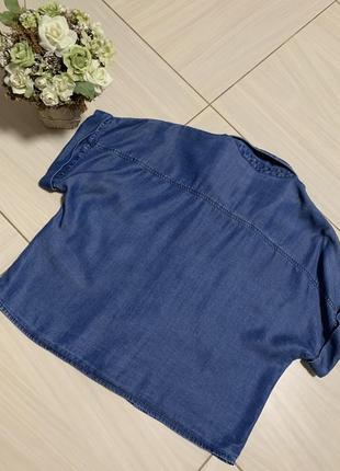 Короткая джинсовая рубашка, zara, размер с/м8 фото