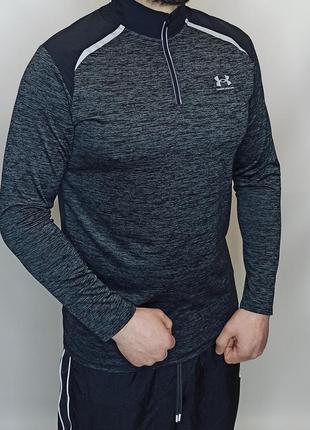 Кофта лонгслів спортивний чорно-сірий чоловічий under armour. розмір — м3 фото