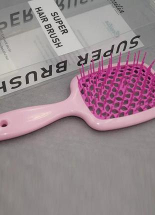 Щітка гребінь масажна для волосся рожева cecilia superb hair brush2 фото