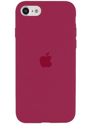 Чехол silicone case full protective (aa) для apple iphone se (2020) червоний / rose red