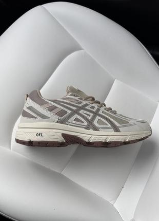 Кросівки жіночі / чоловічі бежеві / коричневі з шкіри asics gel-venture 6 beige brown9 фото