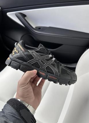 Кросівки жіночі / чоловічі чорні з шкіри asics gel-kahana 8 black gold pink