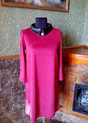 Платье из замшевой ткани цвет марсала