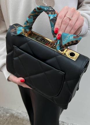 Стильная сумочка-chanel classic black gold4 фото