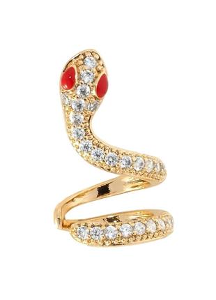 Сережки xuping позолота 18k кафи "змійка", 1 шт