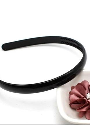 Обруч для волосся чорний каучук матовий ширина 12 мм