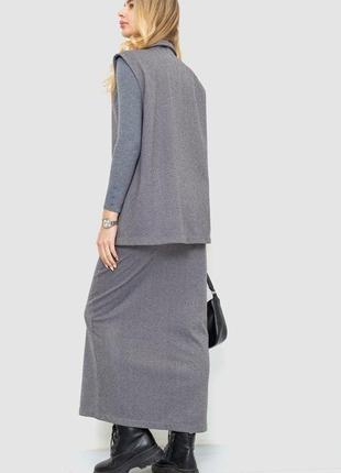 Костюм женский классический с юбкой, цвет серый, 115r0560-14 фото