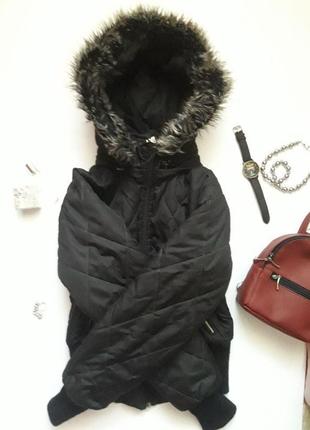 Короткая черная стильная матовая стеганная куртка с капишоном tally weijl3 фото