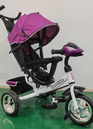 Дитячий триколісний велосипед best trike 6588/64-973 фуксія, з батьківською ручкою, колеса піна, фара, usb1 фото