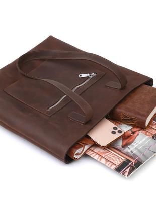 Вінтажна жіноча сумка-шопер shvigel 16349 коричневий4 фото
