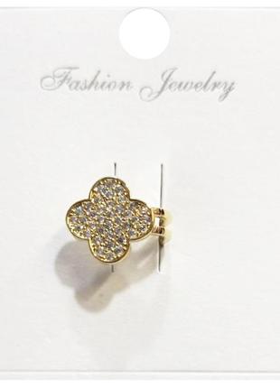 Каффа квітка конюшини на середину хрящика з камінням, золотиста, 1 шт