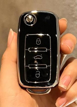 Силиконовый защитный чехол для выкидного ключа vw volkswagen passat golf jetta polo силіконовий захист ключей