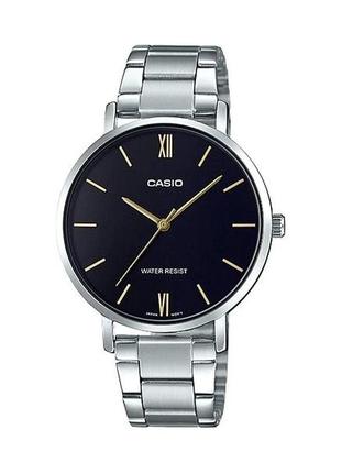Чоловічий годинник casio mtp-vt01d-1budf, чорний зі сріблястим