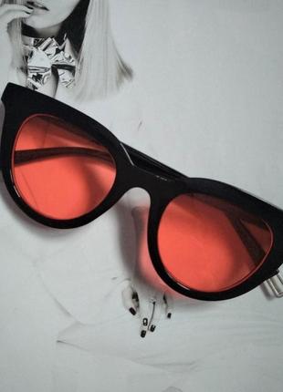 Окуляри сонцезахисні котяче око вишневий3 фото