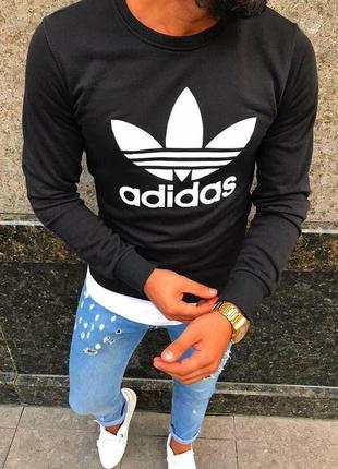 Чоловічий теплий світшот adidas на флісі (чорного колір) тепла кофта