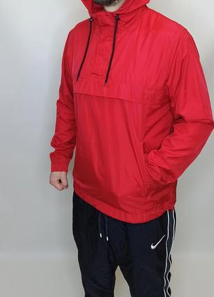 Kуртка ветровка мужская красная с капюшоном carhartt. размер - l