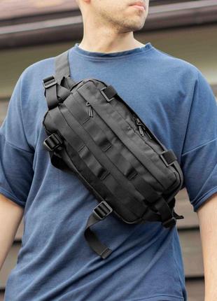 Нагрудна сумка через плече чорна тактична бананка велика міська