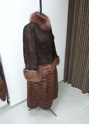 Шуба куртка натуральная каракульча svakara свакара и чернобурая лиса7 фото
