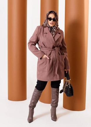 Женское весеннее кашемировое пальто на пуговицах размеры 48-585 фото