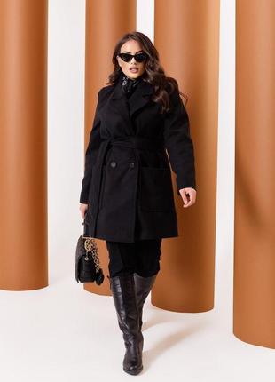 Женское весеннее кашемировое пальто на пуговицах размеры 48-587 фото