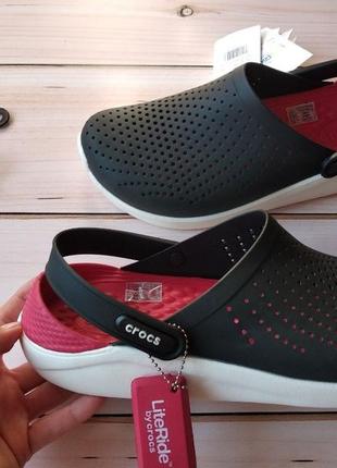 Crocs literide black/white жіночі крокси