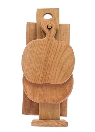 Набір із 4 обробних кухонних дерев'яних дощок на підставці