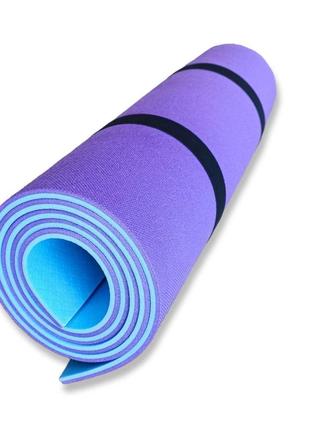 Коврик для фитнеса tourist 1800х600х8 фиолетово-голубой1 фото