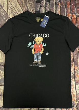 Футболка polo bear by ralph lauren chicago,  blackl, xl, xxl,