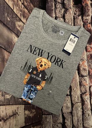 Футболка polo bear by ralph lauren new york, white, grey