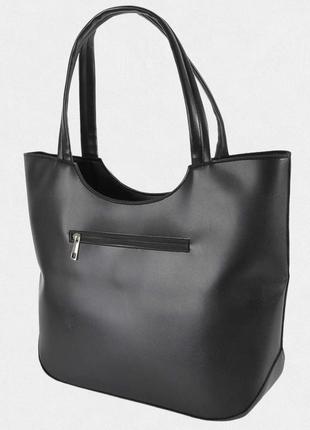 Жіноча сумка тоут з екошкіри чорна2 фото