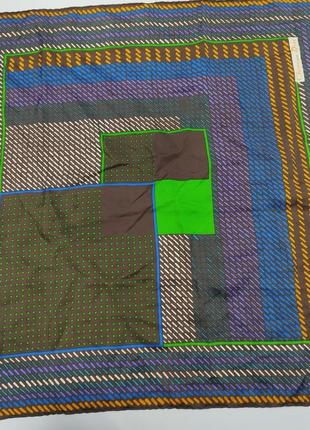 Christian dior шовковий геометричний великий квадратний шарф земляних тонів вінтаж1 фото