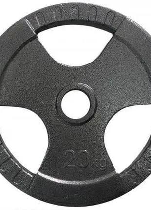 Блін (диск) олімпійський 20 кг 50 мм для штанги з потрійним хватом1 фото