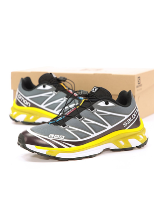 Мужские беговые кроссовки salomon xt-6 grey black yellow