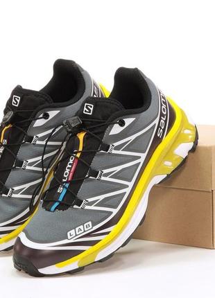 Мужские беговые кроссовки salomon xt-6 grey black yellow3 фото