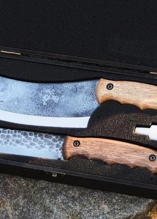 Набір ножів ручної роботи в подарунковій коробці з тризубом4 фото