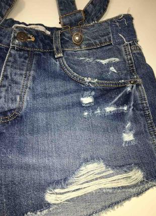 Крутые джинсовые  короткие шорты c  + подтяжки zara8 фото