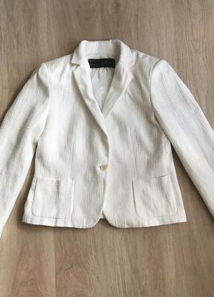 Белый твидовый жакет, пиджак, блейзер zara1 фото