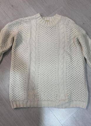 Молочный вязаный свитер oysho