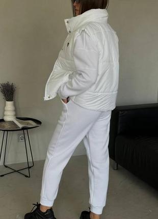 Женский теплый спортивный костюм+жилетка; белый спортивный костюм,флис7 фото