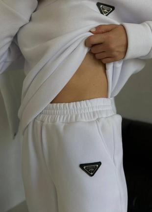 Женский теплый спортивный костюм+жилетка; белый спортивный костюм,флис6 фото