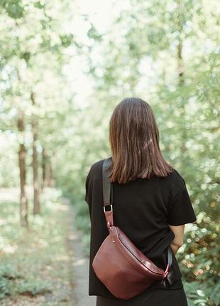 Бордовая кожаная кроссбоди, женская сумка из натуральной кожи