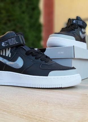 Мужские кроссовки nike air force черные на белой высокой скидке sale &lt;unk&gt; smb4 фото