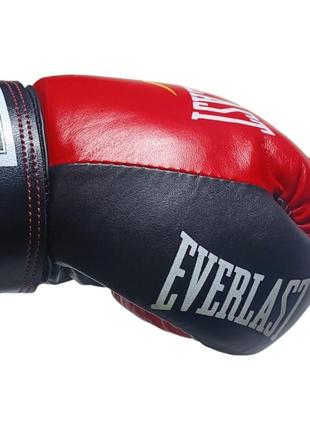 Боксерські рукавички everlast 12 oz шкіра червоні5 фото