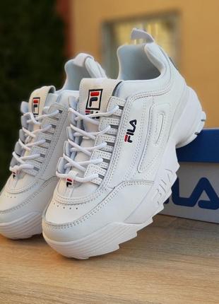 Fila disruptor 2 білі з синім🆕 жіночі кросівки філа 🆕 білі