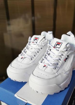Fila disruptor 2 білі з синім🆕 жіночі кросівки філа 🆕 білі8 фото